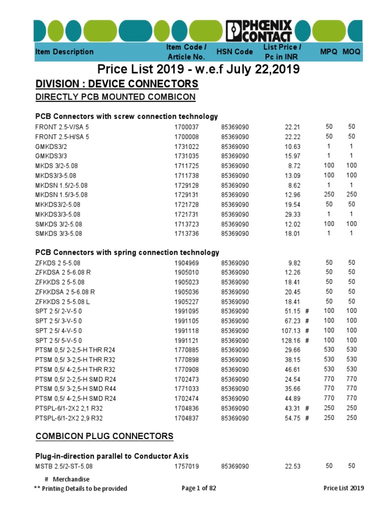 phoenix price list Electrical Engineering Electrical Equipment