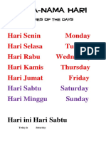 Indonesian Classroom Poster 7 Days of The Week PDF