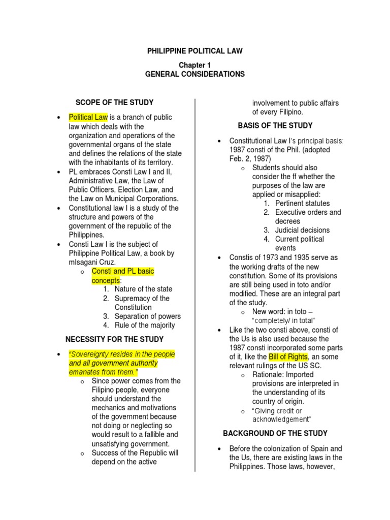 Philippine Political Law General Considerations President Of The