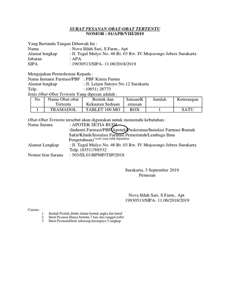 Surat Pesanan Obat