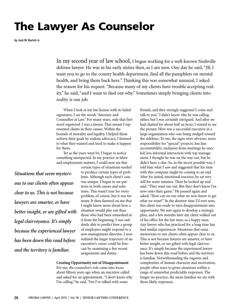 Capitalizing on Experience How Industry Knowledge Allows Lawyers to