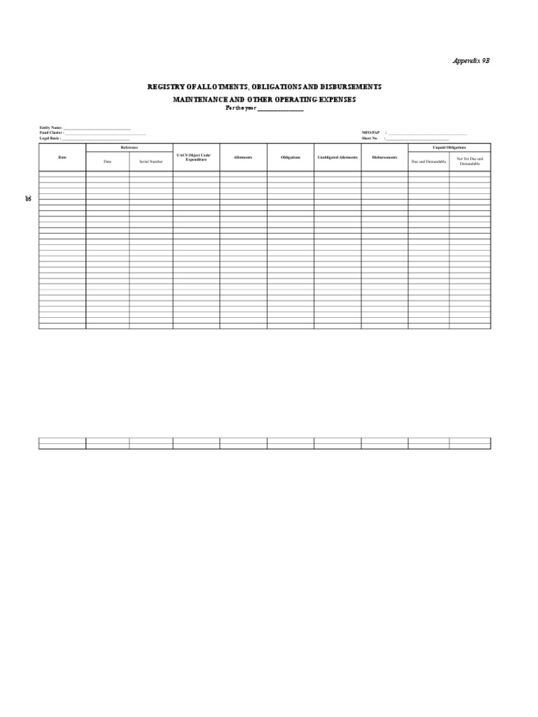 Registry of Allotments, Obligations and Disbursements Maintenance and ...