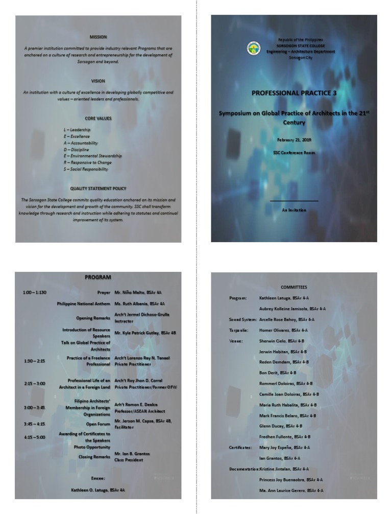 Sorsogon State College Architecture Symposium | PDF | Architect