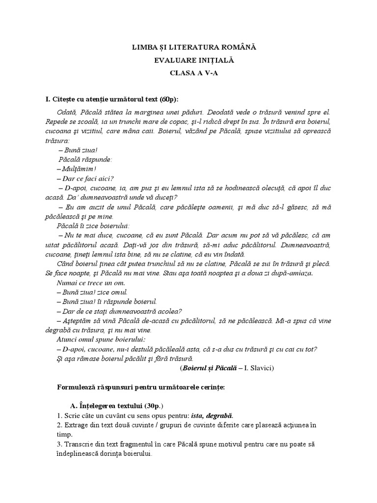 3 Test Initial Clasa A Va | PDF
