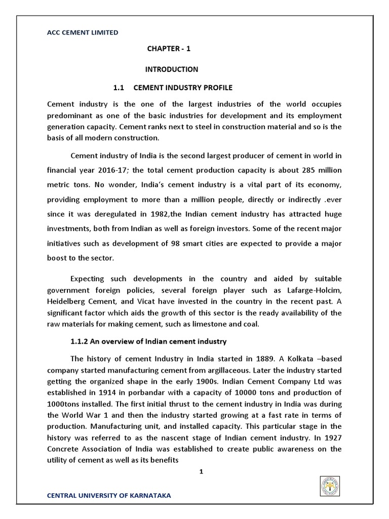 cement industry internship report | Cement | Human Resources | Free 30