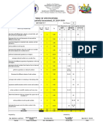 Table of Specifications First Quarterly Assessment, SY 2019-2020