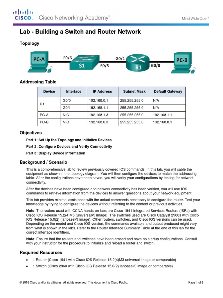 6.5.1.2 Lab - Building A Switch and Router Network | PDF | Router ...