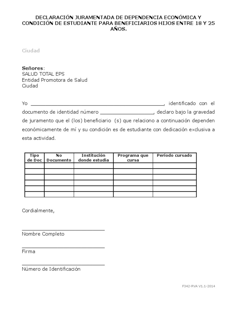 Formato Dependencia Economica PDF PDF