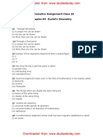 Mathematics Assignment Class IX Chapter:05 Euclid's Geometry