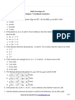 10 Maths Test Paper Ch7 Coordination Geometry