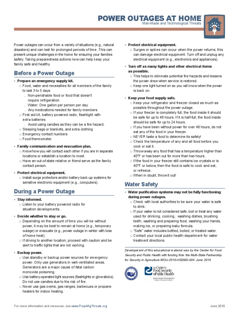 Power Outages at Home | PDF | Refrigerator | Foods