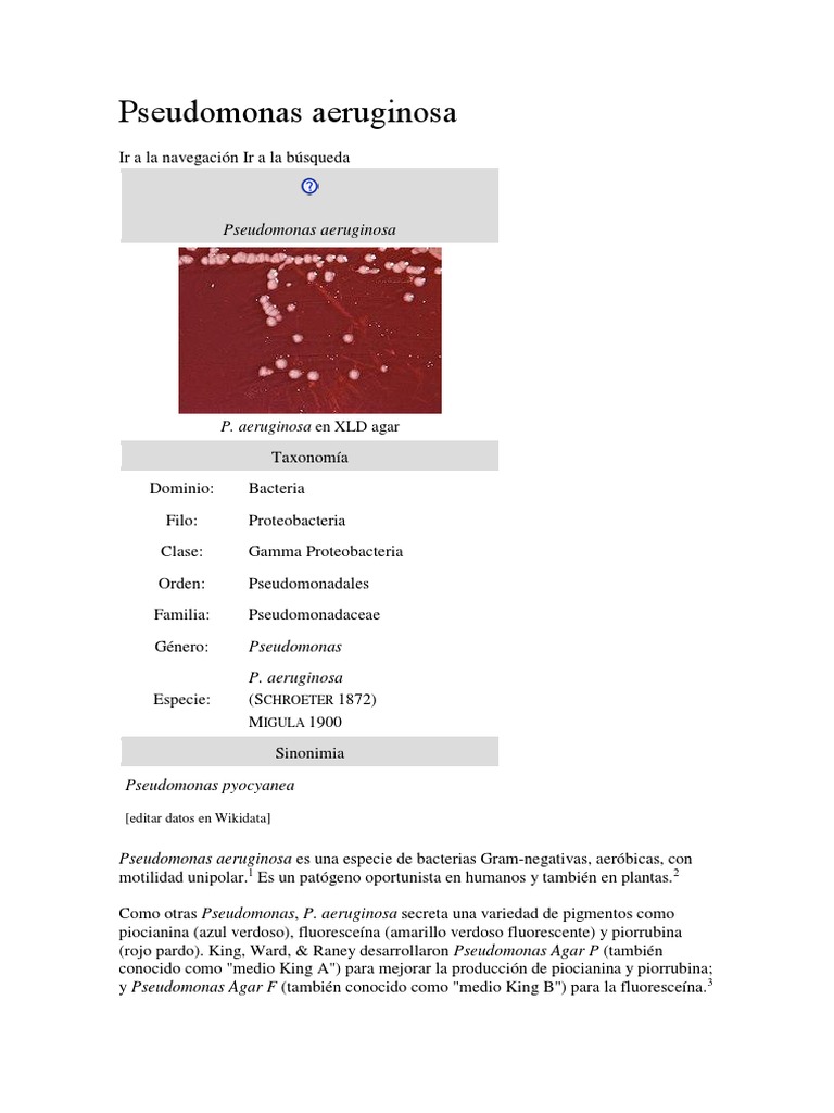 Pseudomonas Aeruginosa | PDF | Pseudomonas Aeruginosa | Microorganismo