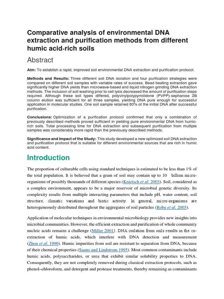 Optimized DNA Extraction from Humic Soils | PDF | Soil | Polymerase ...