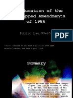 The Education of The Handicapped Amendments of 1986: Public Law 99-457