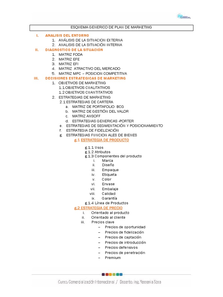 Esquema de Plan de Marketing Completo | PDF | Producto (Negocio ...
