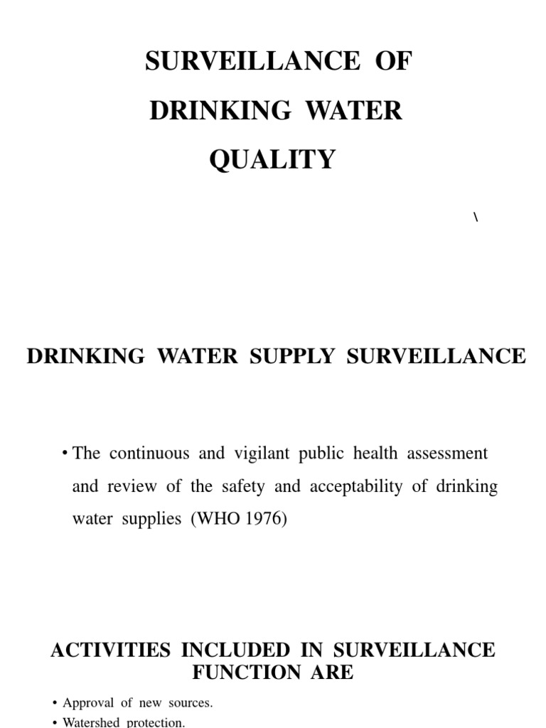 Drinking Water Quality Surveillance Guide | PDF | Sanitation | Drinking ...