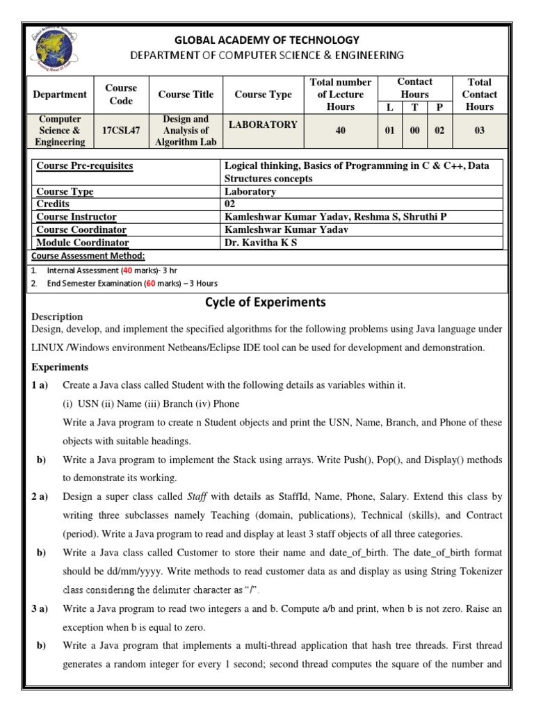 Java Algorithms Lab Course Overview | PDF | Applied Mathematics ...