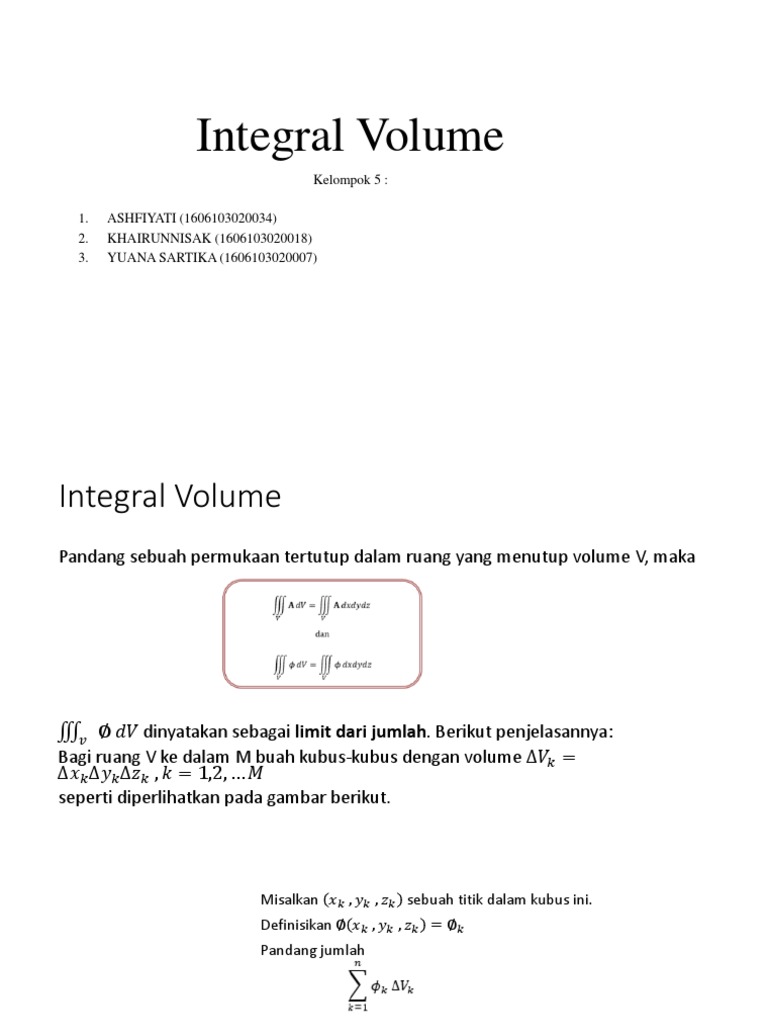 Integral Volume dan Contoh Perhitungannya | PDF