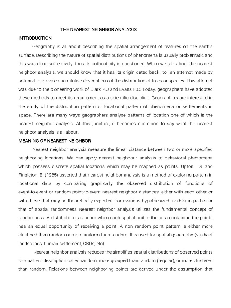 Nearest Neighbor Analysis in Geography | PDF | Geography | Probability ...