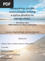Adolescência, suicídio, mutilação e bullying 
