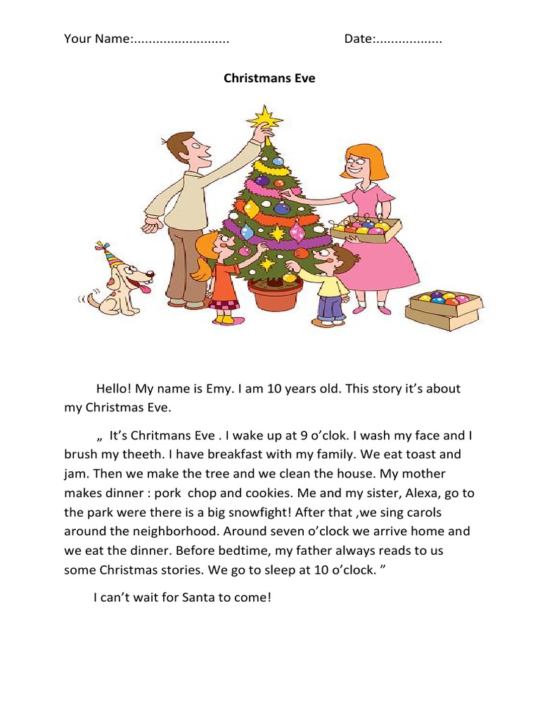 Christmas Eve Reading Comprehension Exercises 93615 PDF Seasonal
