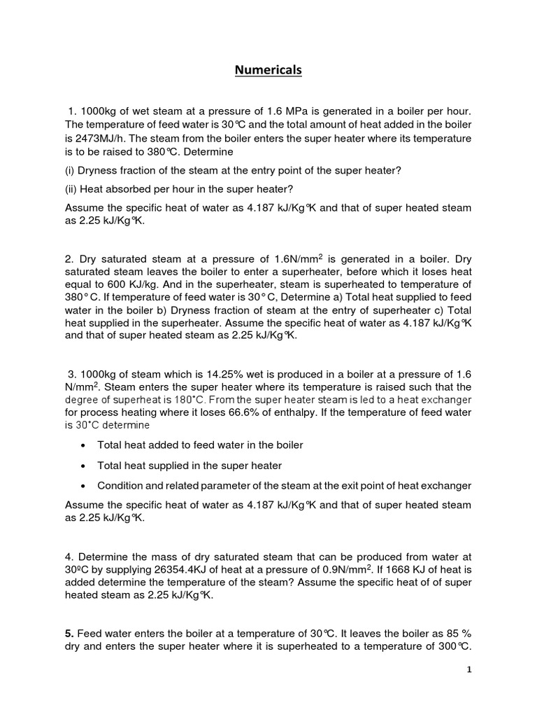 Practice Questions PDF Boiler Steam