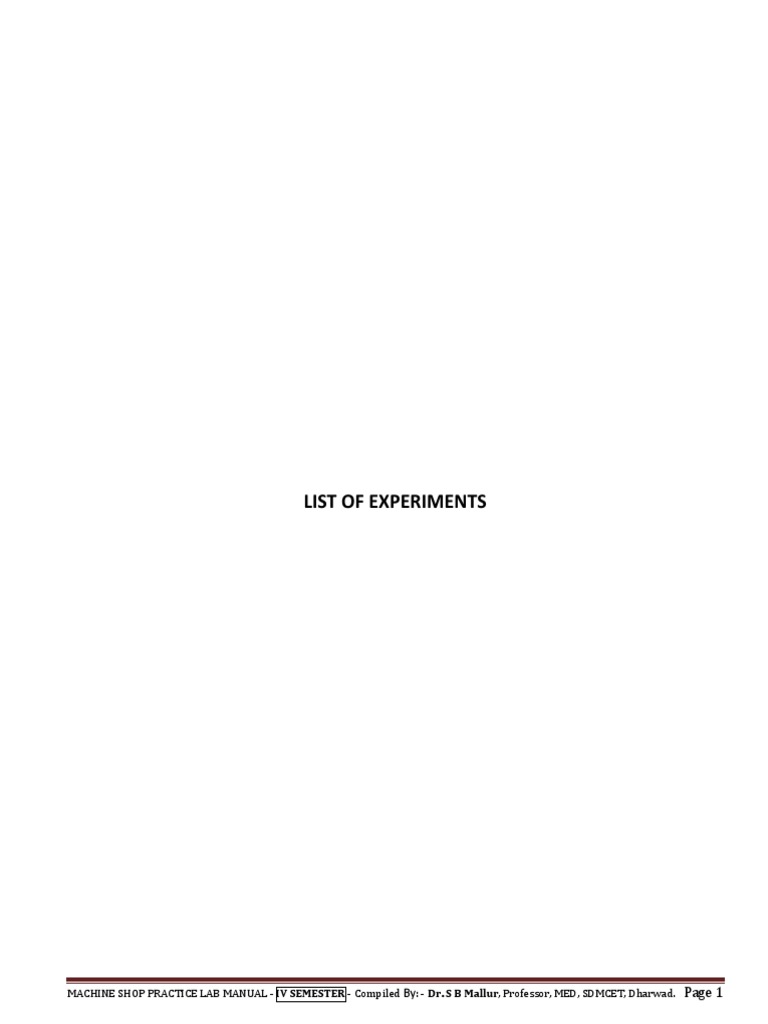 Machine Shop Lab Manual 2018 PDF Screw Machining