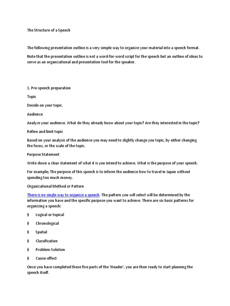 The Structure of A Speech | PDF | Academic Discipline Interactions ...