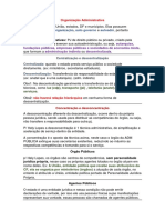 01 Organização Administrativa Administração Direta e Indireta, Centralizada e Descentralizada, Autarquias, Fundações, Sociedades de Economia Mista