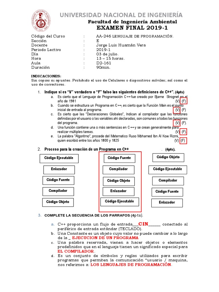 Examen Final de Programación en C++ | PDF | C ++ | Compilador