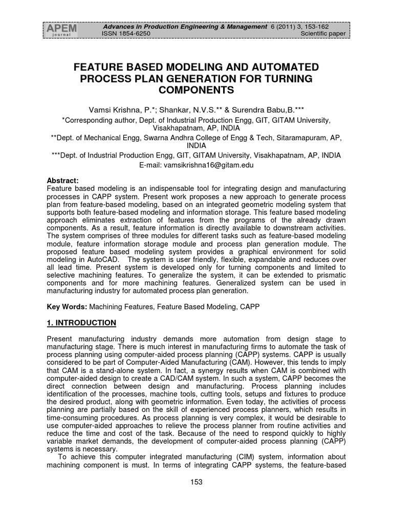 Feature Based Modeling and Automated Process Plan Generation For ...