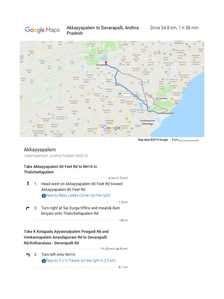 Devarapalli Route Directions Guide | PDF | Transport