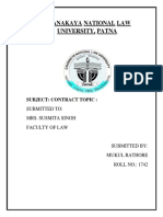 Chanakaya National Law University, Patna: Subject: Contract Topic