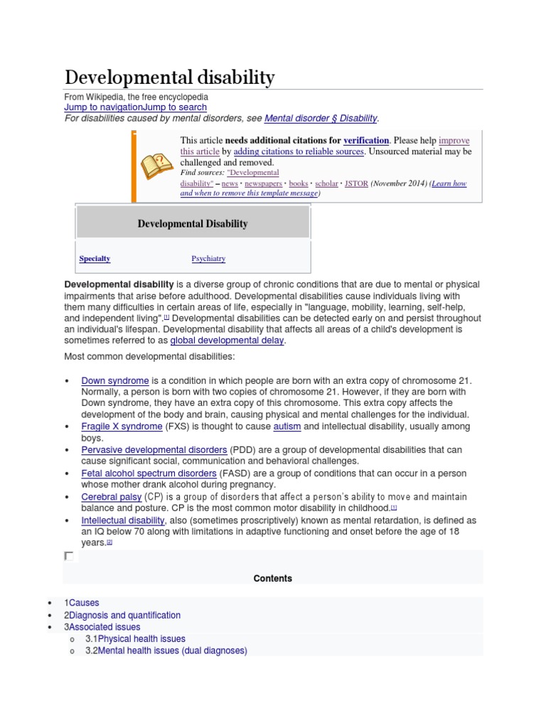 Developmental Disabilities Overview | PDF | Developmental Disabilities ...