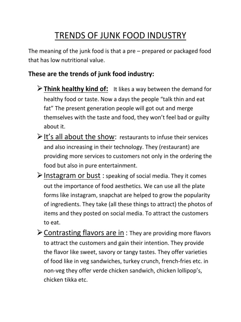 Trends in the Junk Food Industry | PDF | Wellness