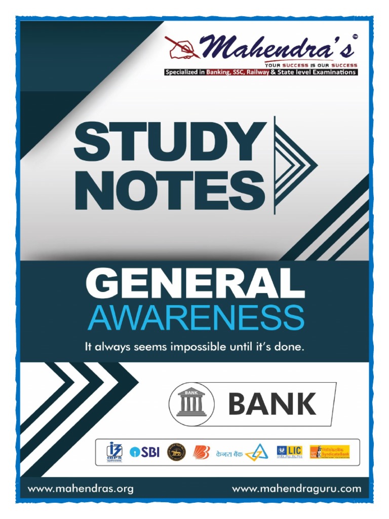General Awareness Study Notes For Bank Exam | PDF | Reserve Bank Of ...