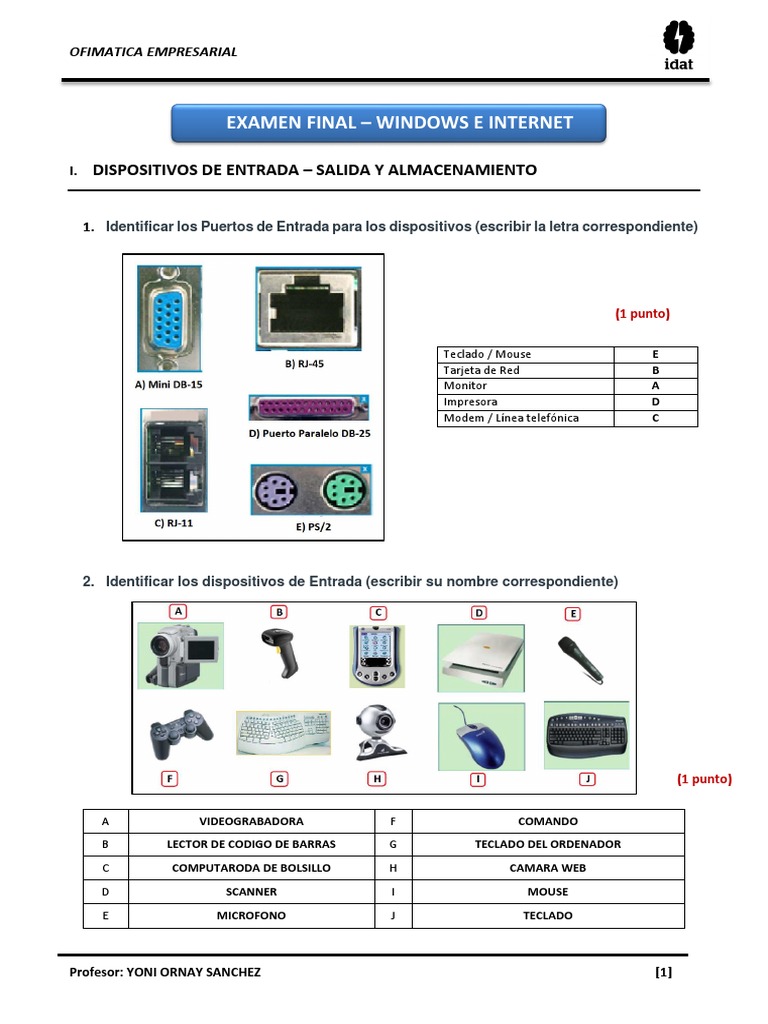 Examen Final | PDF | Hardware de la computadora | Disco flexible