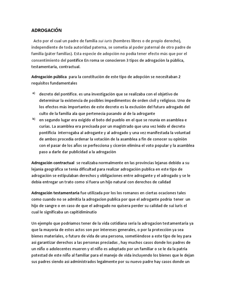 ADROGACIÓN | PDF | Adopción | Roma antigua
