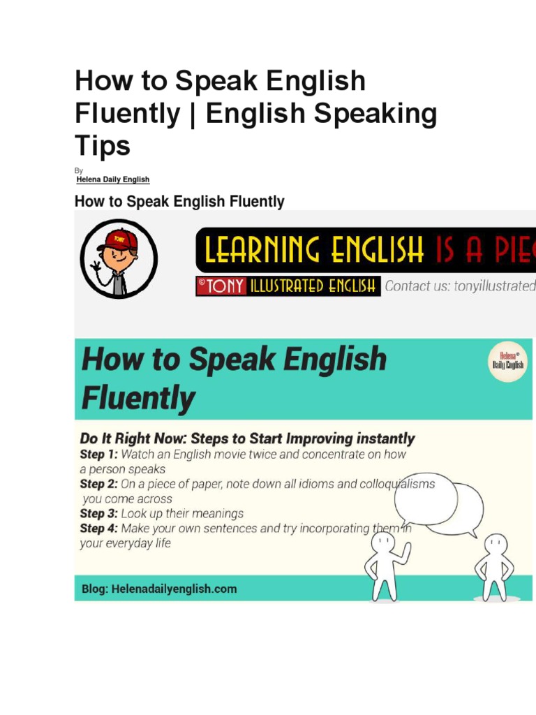 Tips for Speaking English Fluently | PDF | Fluency | English Language
