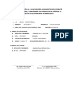 Ficha de Inscripción Al I Concurso de Argumentación y Debate Sobre La Vida