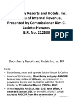 Bloomberry Resorts and Hotels, Inc. v. Bureau of Internal Revenue, Presented by Commissioner Kim C. Jacinto-Henares G.R. No. 212530