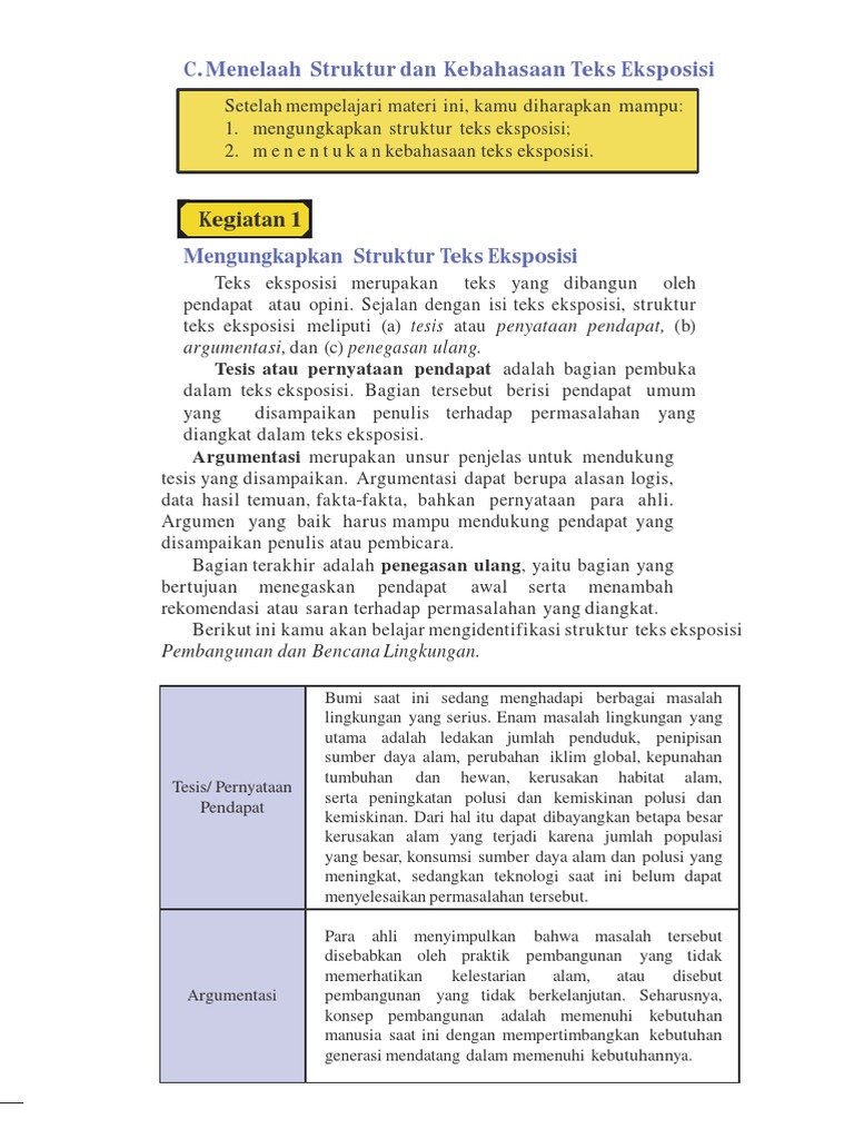 Analisislah Kaidah Kebahasaan Pada Teks Eksposisi Pembangunan Dan Bencana Lingkungan Brainly Co Id