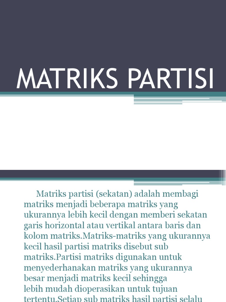 Partisi Matriks dan Kegunaannya | PDF