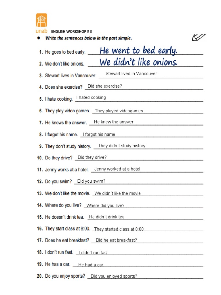 English Workshop: Past Tense Practice | PDF