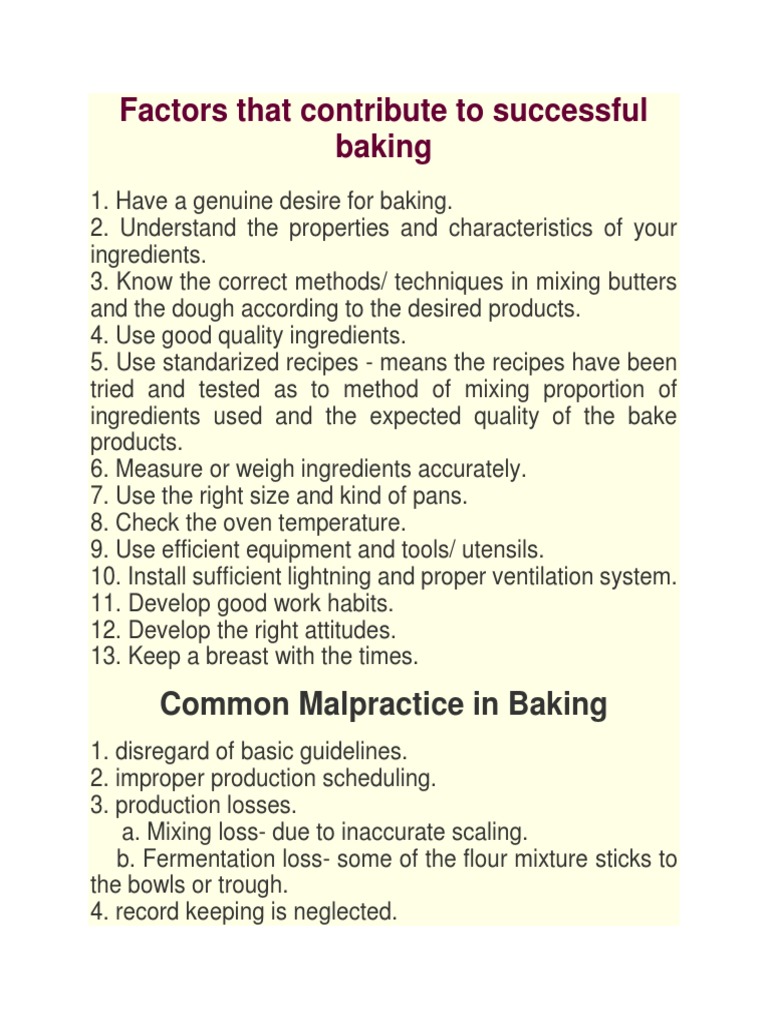Factors That Contribute To Successful Baking | PDF | Dough | Baking