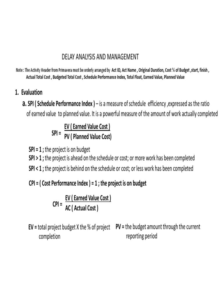 Delay Analysis And Management 1 Evaluation Pdf Business