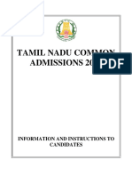 Tamil Nadu Common Admissions 2018: Information and Instructions To Candidates