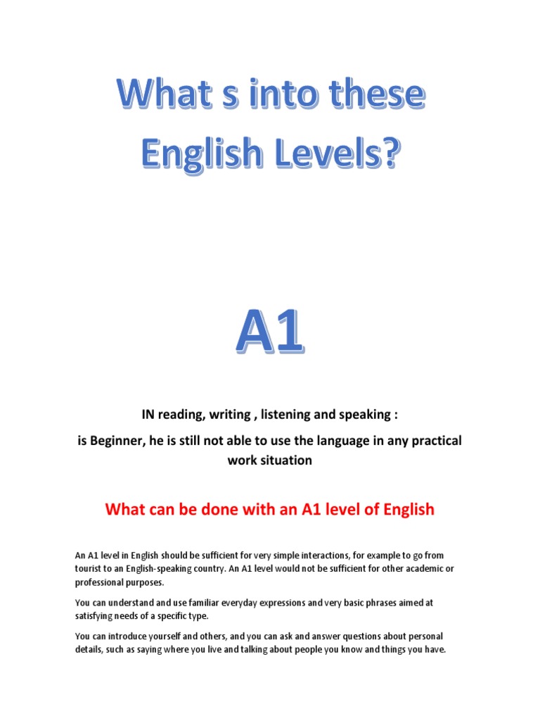 A1 English Level Skills Overview | PDF | English Language | Communication