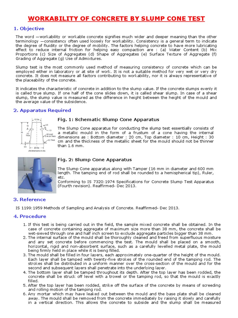 Slump Cone Test for Concrete Workability | PDF | Concrete | Building ...
