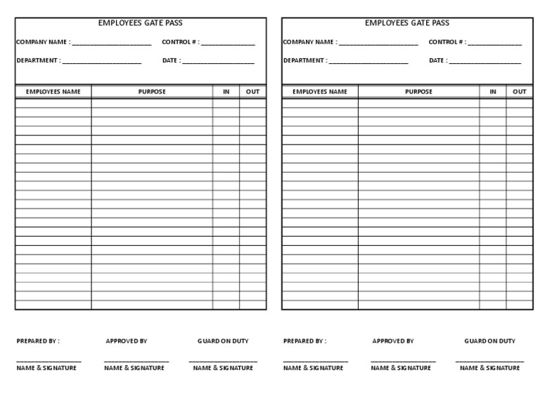 Employee Gate Pass Template | PDF